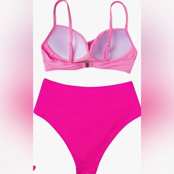 NWOT Pink color block Large high waist swimsuit - Picture 4 of 4